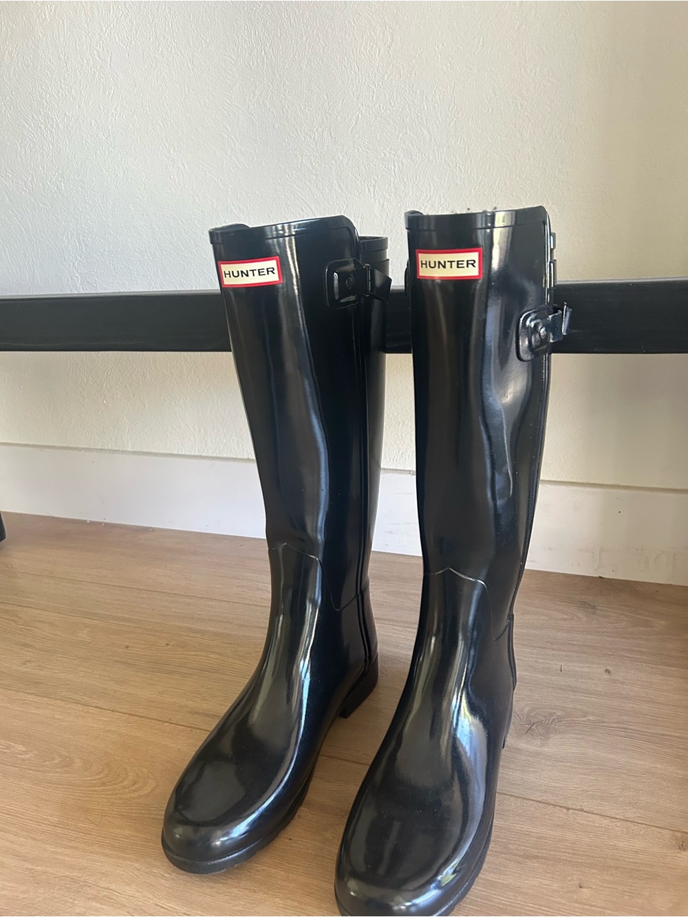 Hunter Tall Gloss Rain Boots in Black